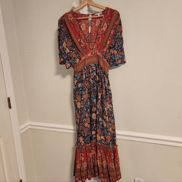 Baltic Born Leeanne Midi Dress Navy Multi Floral Boho Medium Maxi - Picture 14 of 15